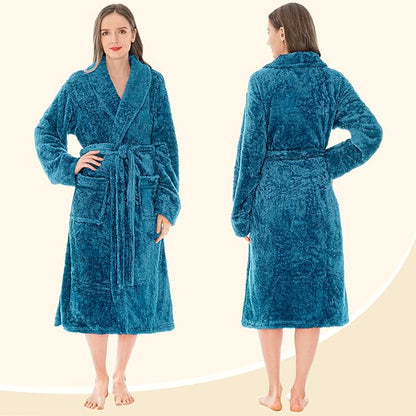 PAVILIA Premium Womens Plush Soft Robe Fluffy, Warm, Fleece Sherpa Shaggy Bathrobe