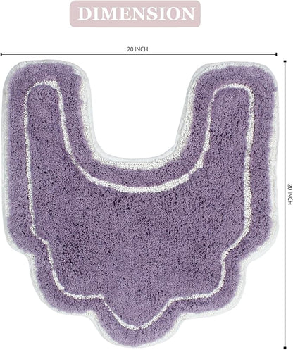 Home Weavers Allure Collection Toilet Rugs U Shaped,Extra Thick Toilet Rug, Non-Slip Contour Mat for Bathroom,100% Cotton Soft, Absorbent Water, Machine Washable, 20"x20" Contour, Purple