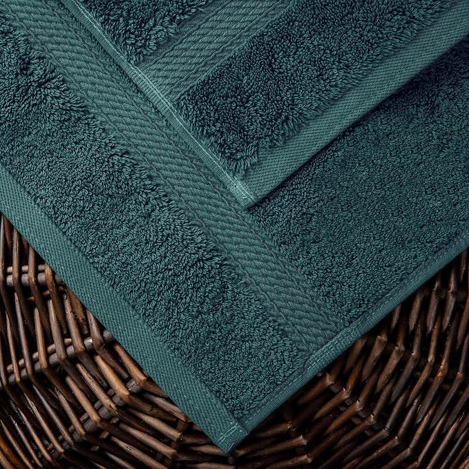 SUPERIOR Egyptian Cotton Ultra Plush & Absorbent, 10 Piece Set, Teal | Quick Dry, Soft Luxury Towel Set, Bath Essentials, Guest Bath, Spa, 2 Bath, 4 Hand, 4 Face Towels, Madeline Towels