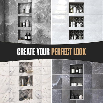 Shower Niche Insert Tile Ready in Wall Shelf Cubby Inserts 12x20 + 12x10 | Houseables Shower Niche, Recessed Bathroom Storage, Recessed Shampoo Caddy, Inset Shelves, Built in Nook, Soap Box, Prefab