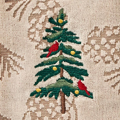 SKL Home Christmas/Winter Seasonal Fir Hand Towel Set-2pc, Wheat | 100% Cotton. Soft & absorbent pinecone jacquard with embroidery. Great for the bathroom, kitchen or bar & holiday gifting.