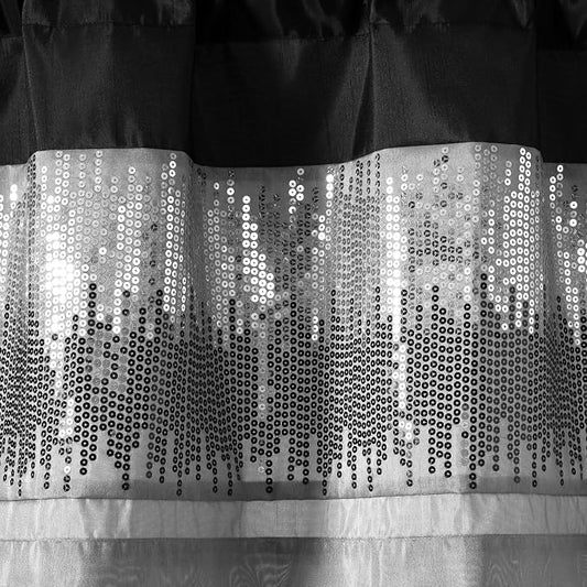 Lush Decor Night Sky Sequins Valance Curtain Single, 52"W x 18"L Black & Gray - Kitchen Curtains Valances For Windows - Bathroom Curtains Window