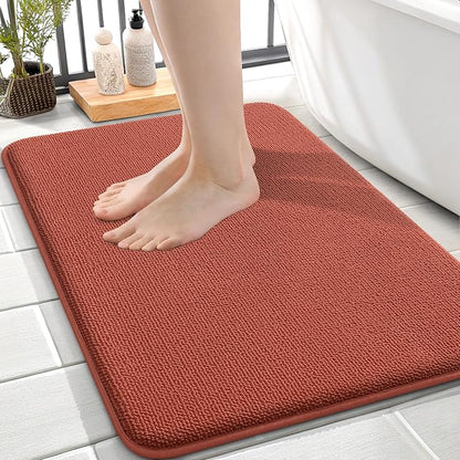 OLANLY Thick Memory Foam Small Bathroom Rugs Mats 24x16, Rustic Terracotta | Soft Quick Dry Bath Rugs, Non-Slip, Absorbent Machine Washable Mat for Bathroom Floor, Tub and Shower, Home Decor Accessories