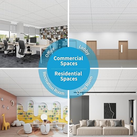 Art3d Acoustic Drop Ceiling Tiles 24x48 10-Pack, Soundproof Panels 2x4ft for Wall Coverings, White