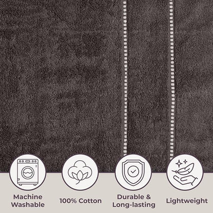 Lavish Home Bathroom Towels Set, Bathroom Accessories, Charcoal, Set of 6 | Includes 2 Bath Sheets, 2 Hand Towels, and 2 Wash Cloths, Soft 525 GSM 100% Cotton Set for Shower, Gym, Dorm, and Spa