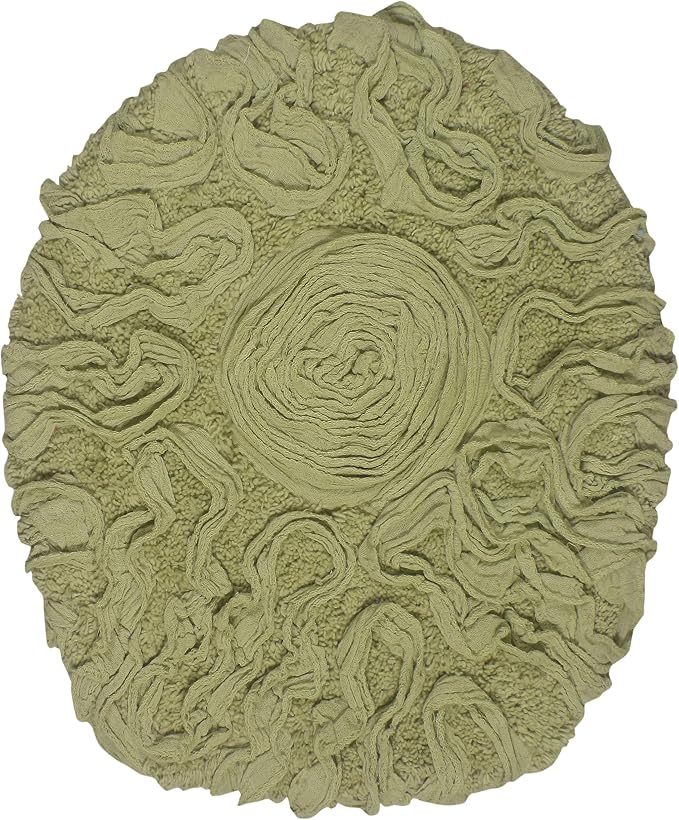 Home Weavers Bell Flower Toilet Lid Cover – 18"x18", 100% Cotton Tufted, Soft & Absorbent, Non-Slip, Machine Washable Bathroom Seat Cover, Green