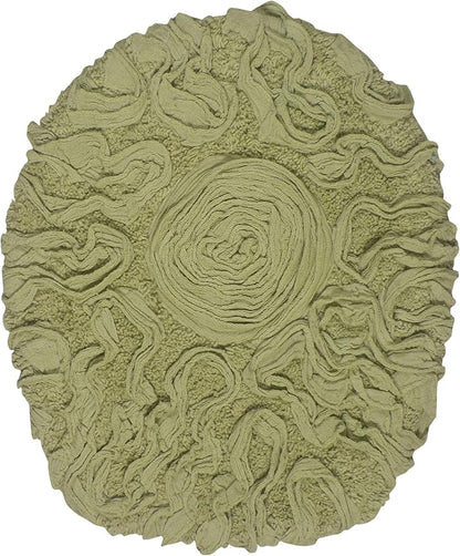 Home Weavers Bell Flower Toilet Lid Cover – 18"x18", 100% Cotton Tufted, Soft & Absorbent, Non-Slip, Machine Washable Bathroom Seat Cover, Green