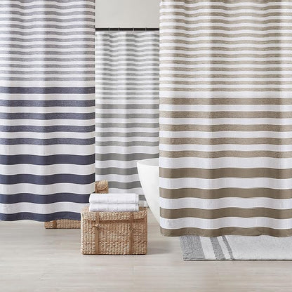 Madison Park Standard Shower Curtain for Bathroom, Taupe Ombre, 72" x 72" | Ariana Ombre Cozy, Spa Quality Modern Waffle Weave Contemporary, 3M Scotchgard Treatment, Machine Washable