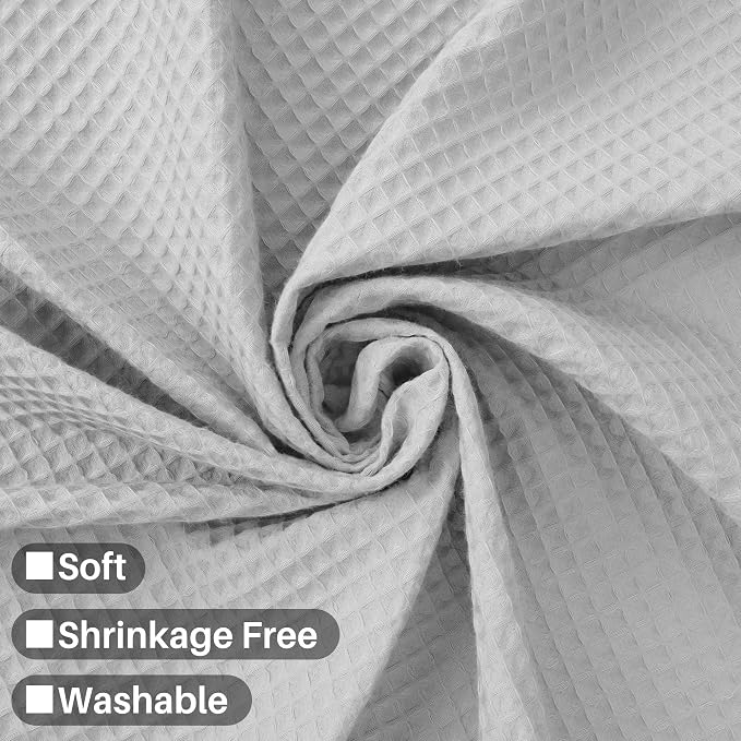 Barossa Design Cotton Blend Shower Curtain Honeycomb Waffle Weave, Grey Fabric Shower Curtains for Bathroom with Hotel Grade & Spa Style, Machine Washable - Lake Wanaka Gray, 72x72