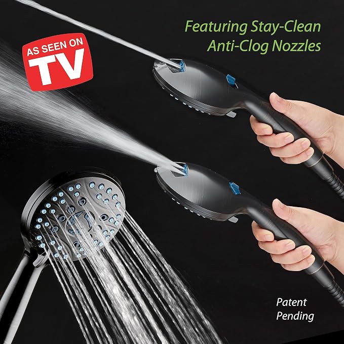 AquaCare 50-mode High Pressure Shower Head Combo with Arm & Dual Power Wash | Hygienic Jets, 2-mode Handheld Power Wash for Tub, Tile & Pets, Long 6 ft. Stainless Steel Hose, Extra Wall Bracket / Bronze