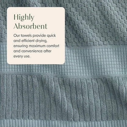 4 Pack 100% Cotton Bath Towels | Green Towels | Oeko‑TEX Standard 100 | Soft & Absorbent, Quick‑Dry | Trinity Collection - Stormy Sea