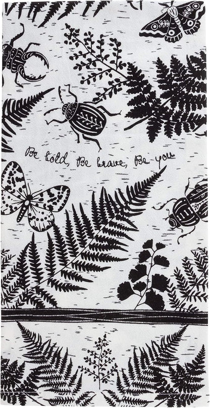 Karma Gifts Black and White Boho Tea Towels, 28" L x 20" W, Beetle