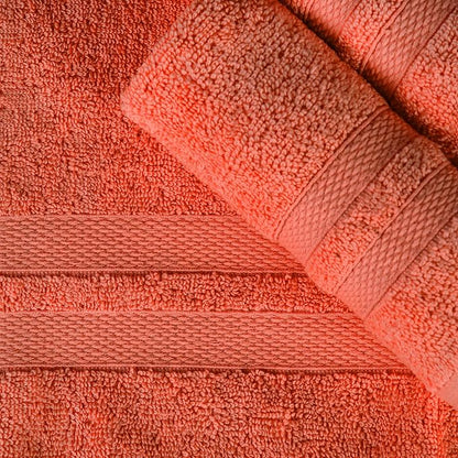 Superior Ultra-Soft 8-Piece Cotton Towel Set, Includes 2 Bath Towels, 2 Hand Towels, and 4 Washcloths, Daily Use Towels for Home, Bathroom, Guest Bath Room, Essential Quick Dry - Tangerine