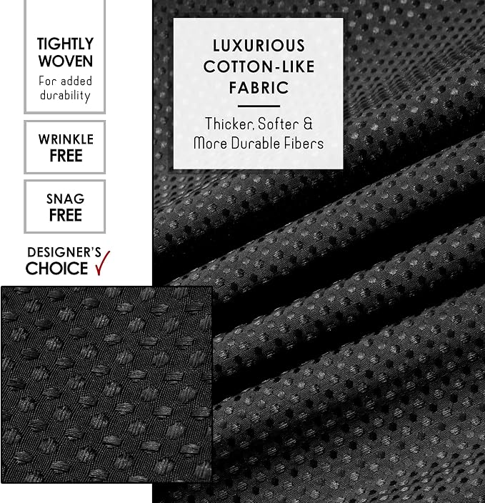 Clara Clark Black Shower Curtain - Hotel Quality Waffle Fabric Bath Curtain 72x72, Heavy Duty Waterproof Shower Curtains for Bathroom