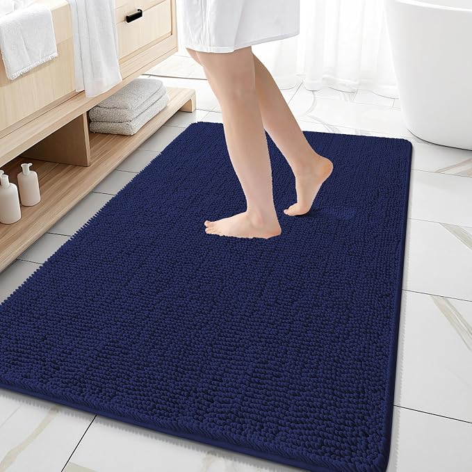 OLANLY Large Bathroom Rugs 59x35, Extra Soft Absorbent Chenille Bath Rugs | Twilight Sapphire, Quick-Drying Rubber Backing, Washable Bath Mat for Bathroom Floor, Tub and Shower, Home Decor Accessories