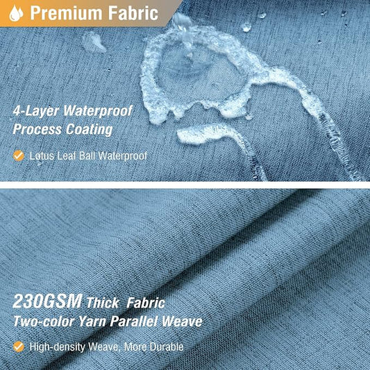 Long Linen Textured Waterproof Shower Curtain, 72x84, Moonlight Blue | Tall Size, 230GSM Polyester, Heavy Duty Cloth, Weighted Hem, 12 Plastic Hooks, Modern Luxury Hotel Style, Machine Washable