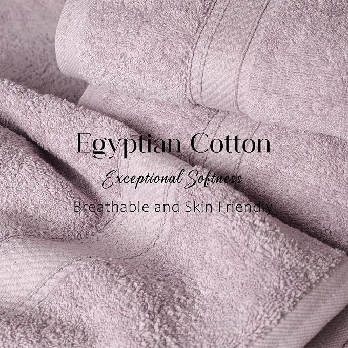 Superior Egyptian Cotton Plush & Absorbent, Bath Towel Set of 4, Purple | Quick Dry, Soft Luxury Towel Set, Bath Essentials for Bathroom, Guest Bath, Spa, 4 Piece Bath, Madeline Towels