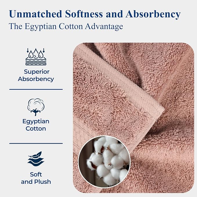 Superior Egyptian Cotton 800 GSM Plush Absorbent, 9 Piece Set, Muted Mauve | Quick Dry, Soft Luxury Towel Set, Bath Essentials, Guest Bath, Spa, 3 Bath, 3 Hand, 3 Face Towel, Madeline Towels