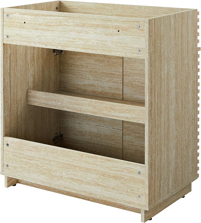 Modway Render Faux Travertine Slatted Bathroom Cabinet in Travertine