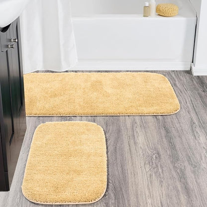Garland Rug Traditional Nylon Washable Linen 2 Bath Rugs (21" X 34", 22" X 60") - Soft, Absorbent, and Stylish for Your Bathroom