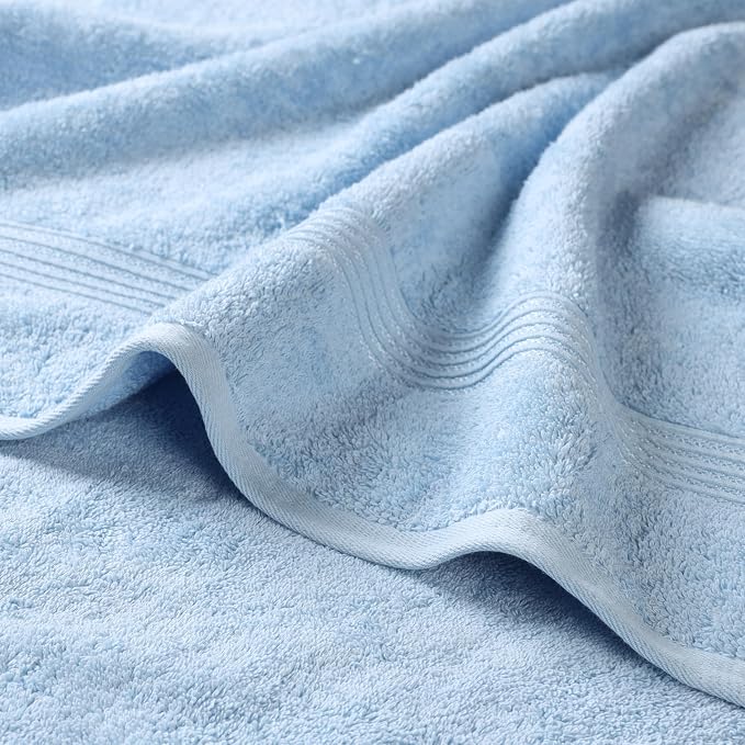 Superior Egyptian Cotton 2-Piece Bath Sheet Towel Set, Oversized Body Towels For Adults And Kids, Large Towel For Bath, Shower, Guest Bathroom, Spa, Gym, Resort, Essentials, Airbnb, Light Blue