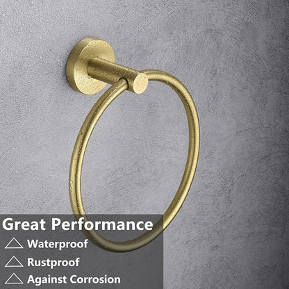 Gold Toilet Paper Holder, Towel Ring Set 2 Pieces Hand Towel Holder for Bathroom Hardware Accessories Set SUS304 Stainless Steel Sturdy Wall Mount Bathroom Holder…