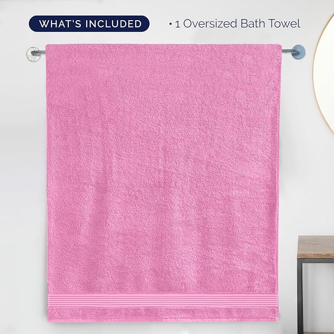 Elegant Comfort Premium Super Soft Highly Absorbent 1 Piece Oversized Bath Sheet - 40" x 80" inch, Luxurious Hotel Spa Quality 100% Turkish Cotton Extra Large Bath Towels for Adults, Light Pink
