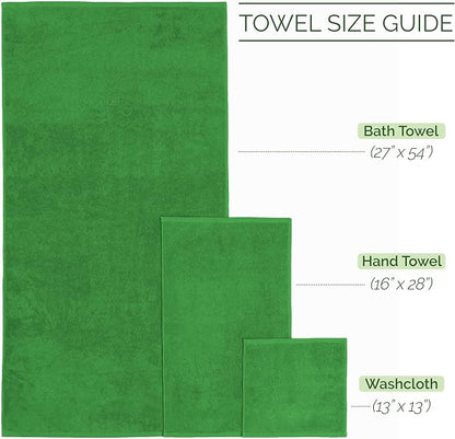 Elegant Comfort 100% Turkish Cotton Corduroy Ribbed Luxury Bath Towels 6-Piece Set, Premium Feel - Quick Dry, Highly Absorbent, Contains 2 Bath Towels, 2 Hand Towels, and 2 Washcloths, Emerald Green