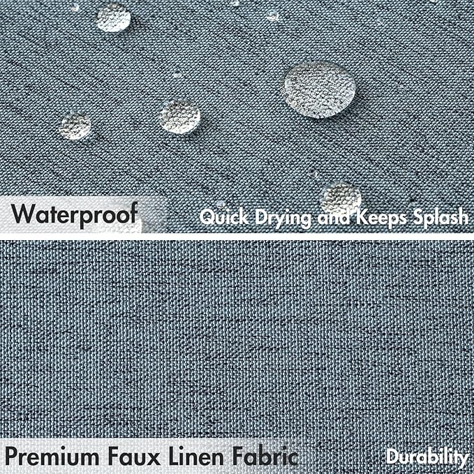 MIULEE Linen Fabric Shower Curtain Dusty Blue W72*L72 12 Metal Hooks | Modern, Heavy Duty, Shower Curtain Set, Waterproof Thick Cloth Shower Curtains, Bathroom Hotel Bathtub, Washable