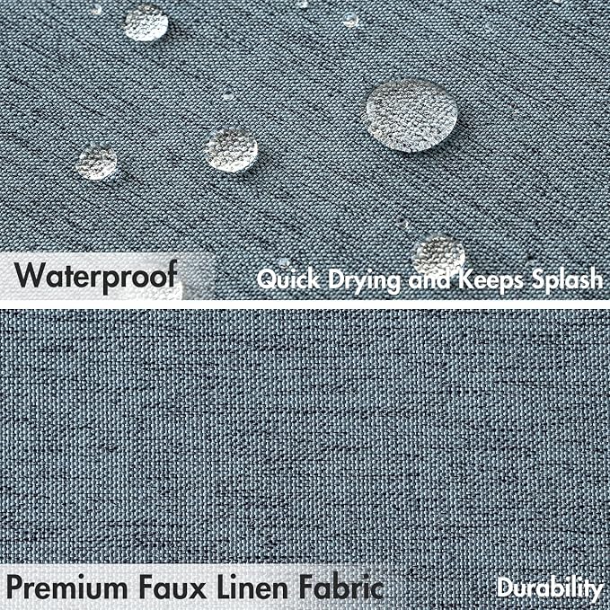 MIULEE 72 x 84 Extra Long Linen Shower Curtain Dusty Blue 12 Metal Hooks | Washable, Fabric Shower Curtain, Waterproof Neutral Thick Cloth Shower Curtain, Bathroom Hotel Bathtub