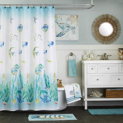 SKL Home Ocean Watercolor Hand Towel, Multi (2-Pack), 16 x 26 | Soft, printed velour. For use in the bathroom, kitchen or bar. Great for Airbnb, beach homes, coastal décor.