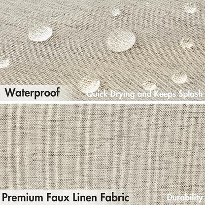 MIULEE Linen Scalloped Linen Shower Curtain 72x72 Inches | Linen Textured, Waterproof, Washable, 12 Metal Hooks, Heavy Duty Cloth, Black Border, Shower Curtain for Bathroom Bathtub