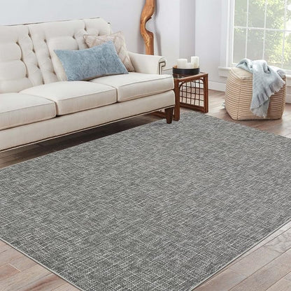 Garvee Washable Area Rugs 5x7 Modern Textured Rug for Living Room, Grey | Neutral Solid Color Non Slip Backing Low Pile Stain Resistant Non Shedding Soft Rug for Dining Room Entryway Bedroom