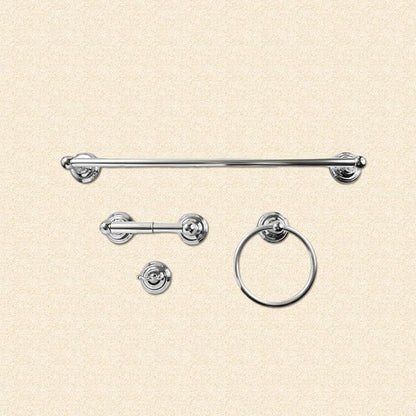 SENTO ROBIKI Modern Silver Bathroom Hardware Accessories Set, Includes Robe Hook, Toilet Paper Holder, Towel Ring, 24" Towel Bar, Duty Metal Bath Hardware Set Wall Mounted(4-Piece, Polished Chrome)