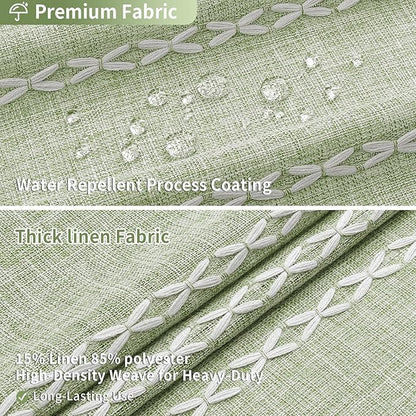 Boho Striped Tassel Linen Shower Curtain,3D Embroidery Stripe Sage,72x90 | Extra Long Floor Length,310GSM Striped Texture Heavy Duty Cloth,Water Repellent,Bohemian Luxury Farmhouse,Wrinkle Resistant