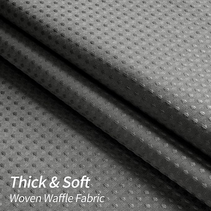 MitoVilla Grey Waffle Fabric Shower Curtain, Rustic Waffle Weave Textured Shower Curtains for Modern Luxury Bathroom Decor, Weighted Hotel Spa Shower Curtain, 72 x 72, Charcoal Grey
