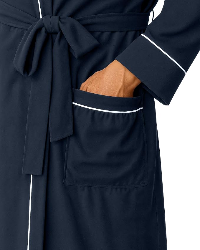 Cotton Blend Lightweight Knit Robe for Men Soft Loungewear Bathrobe