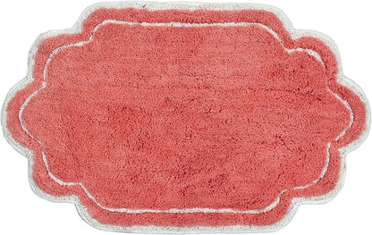 Home Weavers Allure Collection 100% Cotton Tufted Bathroom Rug, Soft and Absorbent Bath Rugs, Non-Slip Bath Carpet, Machine Wash Dry Bath Mats for Bathroom Floor, 21"x34" Bath Rug, Coral
