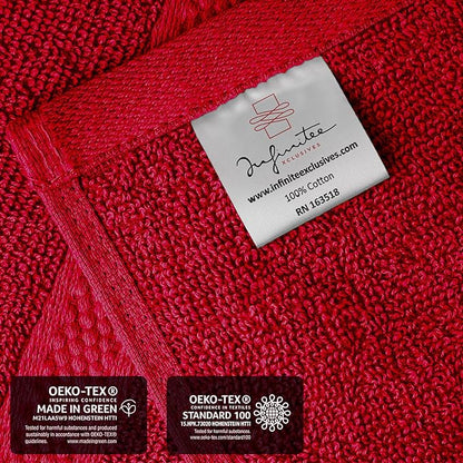 Infinitee Xclusives 100% Cotton Luxury Wash Cloths for Showering - 12 Pack | Washcloths [13x13] - Soft and Absorbent Face Towels for Bathroom Wash Clothes - Gym, Spa & Hotel Use