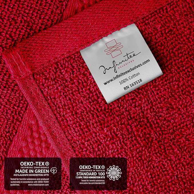 Infinitee Xclusives 100% Cotton Luxury Wash Cloths for Showering - 4 Pack | Washcloths [13x13] - Soft and Absorbent Face Towels for Bathroom Wash Clothes - Gym, Spa & Hotel Use
