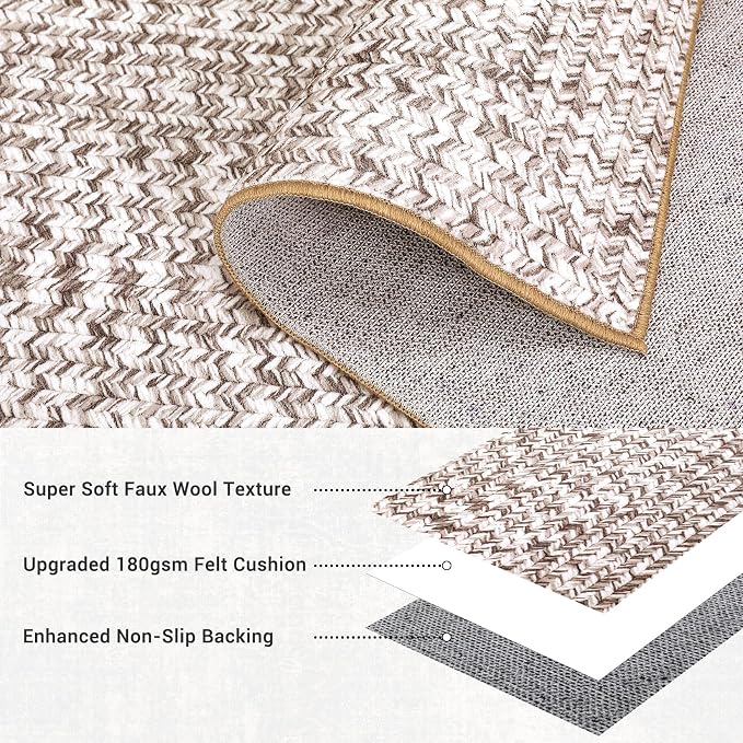 Printed Runner Rugs for Hallway 2x10 Kitchen Rugs Non Slip Washable Modern Soft Hallway Runner Contemporary Low Pile Rug for Living Room Bedroom Decor Nursery Rug, Beige/Grey