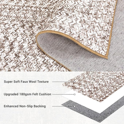 Printed Washable Rugs 4x6 Rug for Living Room Modern Geometric Rugs for Bedroom Farmhouse Non Slip Entryway Rug Soft Stain Resistant Carpet for Nursery Entrance Dining Room 4'x6' Beige/Grey