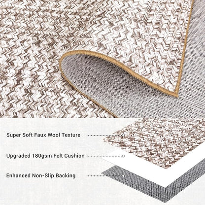 Printed Washable Area Rugs 10x13 Living Room Rug Modern Braided Print Bedroom Rug Farmhouse Soft Large Area Rug Non Slip Throw Rugs Stain Resistant Carpet for Nursery Dining Room 10'x13'