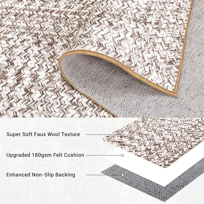 Printed Washable Runner Rug 2x6 2'x6' Beige/Grey