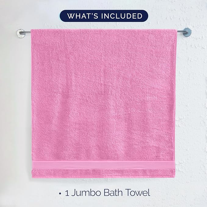Elegant Comfort Premium Turkish Cotton 1 Piece Jumbo Bath Towel - 35 x 70 inch, Luxurious Hotel Spa Quality 100% Turkish Cotton Large Bath Towel - Highly Absorbent - Soft Bathroom Towel, Light Pink
