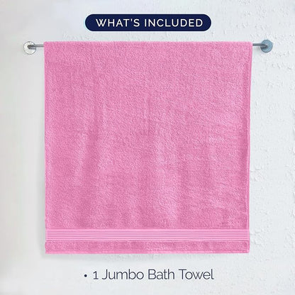 Elegant Comfort Premium Turkish Cotton 1 Piece Jumbo Bath Towel - 35 x 70 inch, Luxurious Hotel Spa Quality 100% Turkish Cotton Large Bath Towel - Highly Absorbent - Soft Bathroom Towel, Light Pink