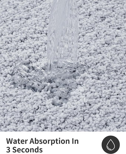 ILANGO Silver Bathroom Rugs 36" × 24" Non Slip & Super Absorbent Extra Thick Soft, Washable Bath Mat for Floor, Microfiber Plush Shaggy Bath Rug with Tub for Bathtub Shower Room Sink