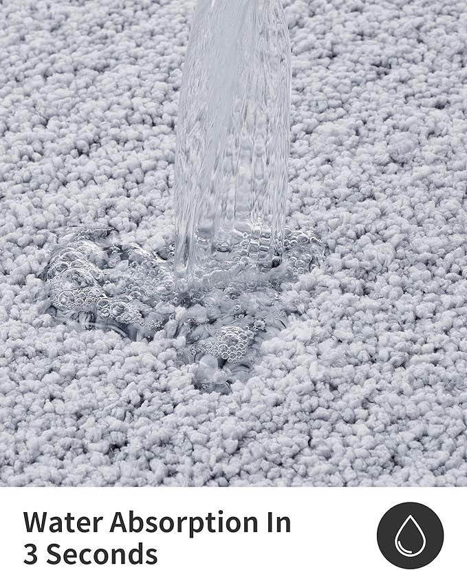 ILANGO Silver Toilet Rugs U Shaped 22" × 24" Non Slip & Super Absorbent Extra Thick Soft, Washable Bath Mats for Bathroom Floor, Microfiber Plush Shaggy Contour Bath Rugs for Toilet,Dry Quick