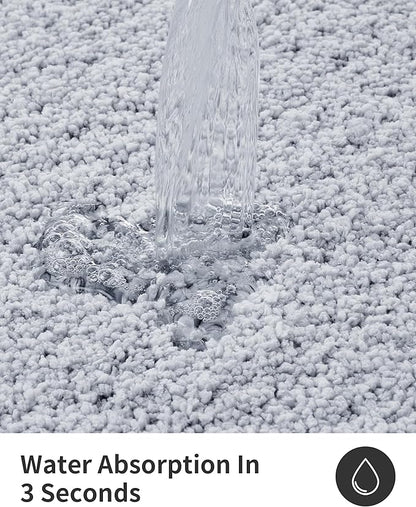 ILANGO Silver Toilet Rugs U Shaped 22" × 24" Non Slip & Super Absorbent Extra Thick Soft, Washable Bath Mats for Bathroom Floor, Microfiber Plush Shaggy Contour Bath Rugs for Toilet,Dry Quick