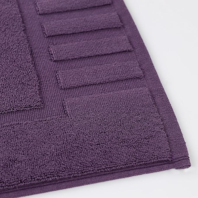 Superior 100% Cotton Bathmat Set, Bath Mat, Bathroom Decor, Shower, Bathtub Essentials, Home Accessories, Washable Rug, Absorbent, Quick Dry, Leo Collection, Set of 2, 22" x 35", Eggplant